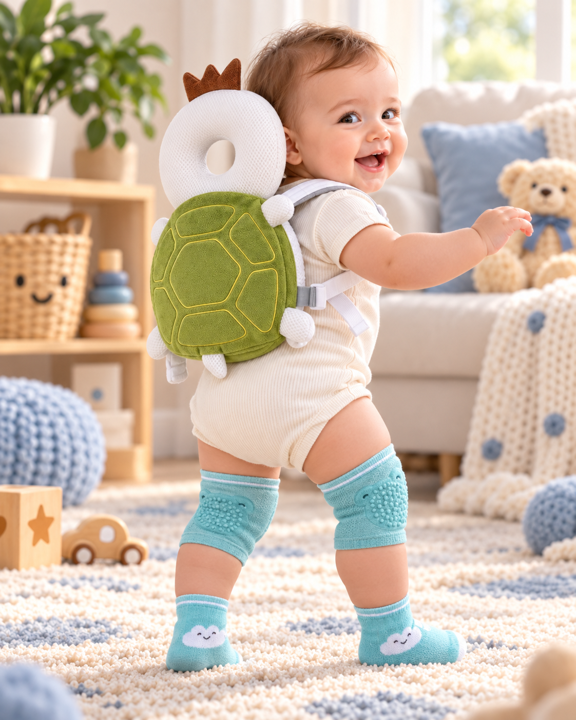 Baby standing in the Turtle Baby Steps bundle