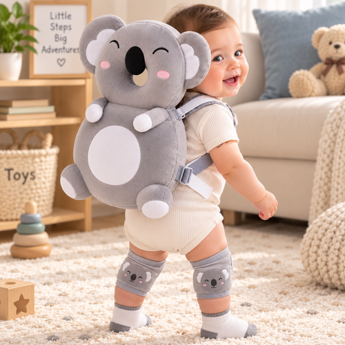 Baby standing in the Koala Baby Steps bundle